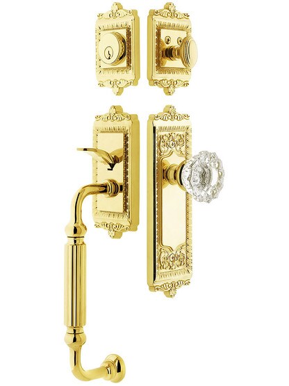 Windsor Entry Lock Set in PVD Finish with Versailles Knob and